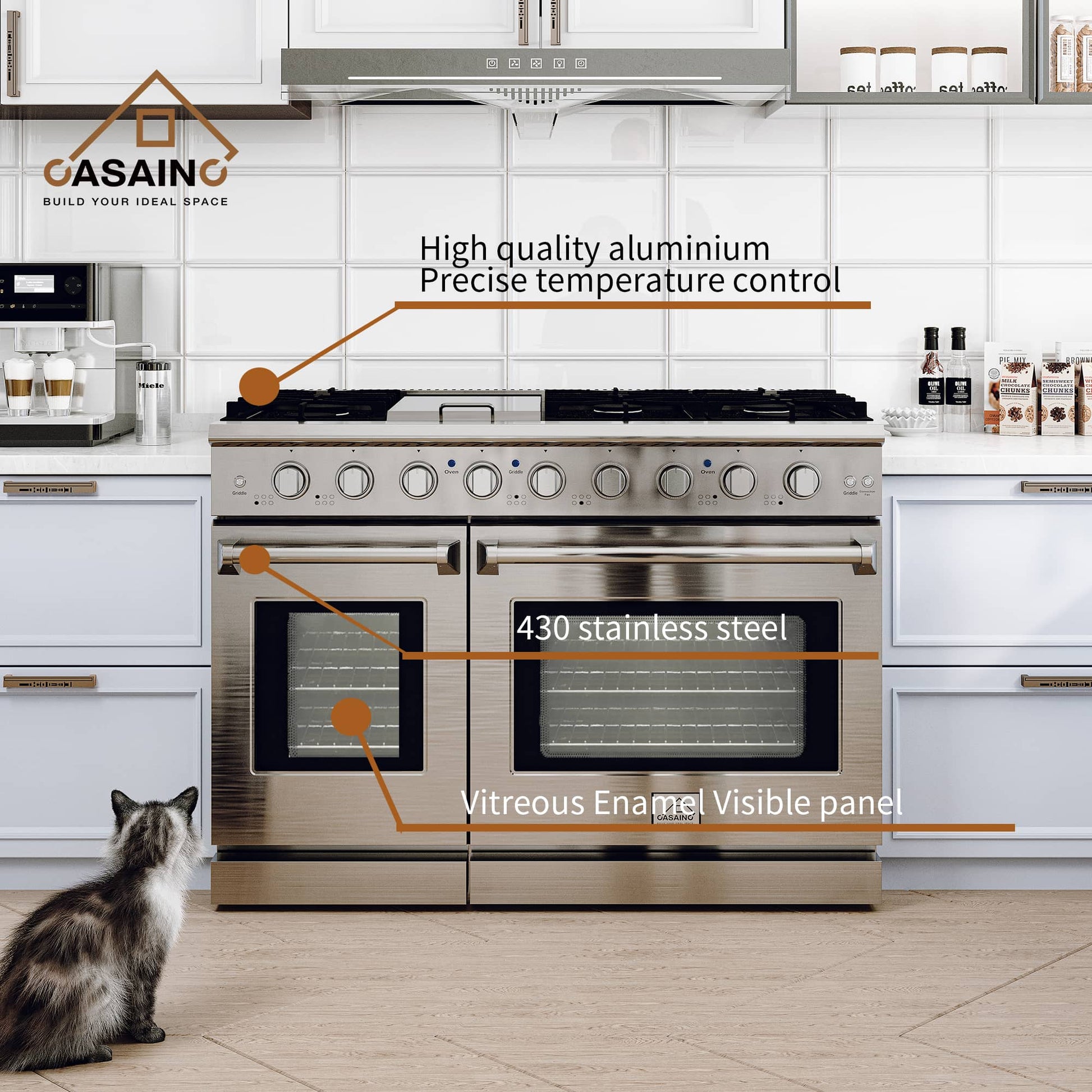 48-inch 6-burner Gas oven integrated cooker/oven gas cooker integrated ...